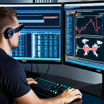 **

A cybersecurity analyst working at a computer, using intrusion detection system (IDS) and Security Information and Event Management (SIEM) tools to detect unusual network activity. Focus on the screen displaying network traffic and security alerts.

**